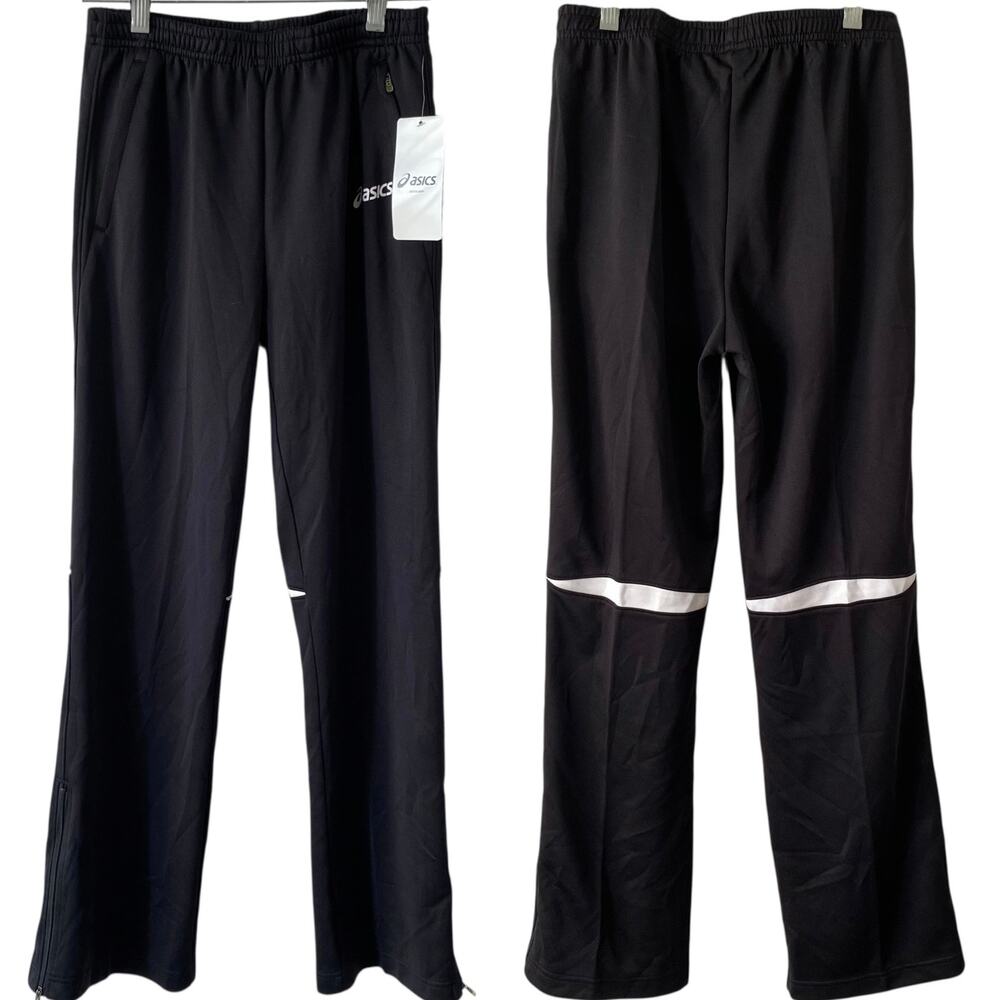 NEW ASICS Junior's Cali Track Sports Pants Black Medium Soccer Warm Up Pants